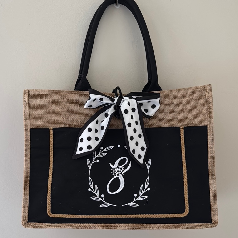 Monogrammed Jute Market Tote - Picture 1 of 7